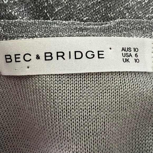 Bec and Bridge Womans Silver Metallic Cocktail Dress Sleeveless Halter size 6 - Picture 8 of 10